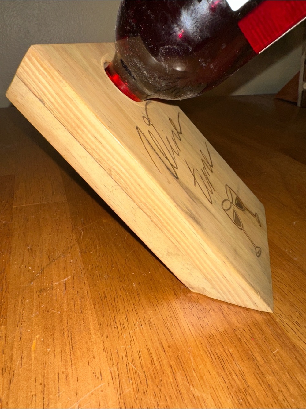 Handcrafted Wooden Floating Bottle Holder